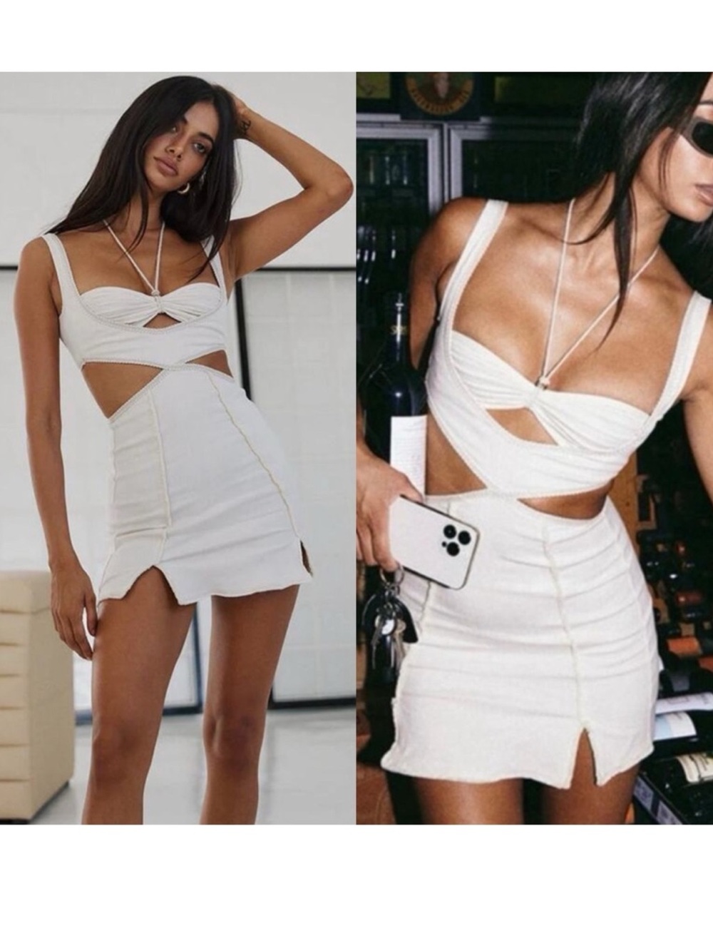 Bydee Adriana beige Cutout Mini Dress